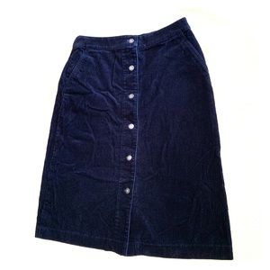 UNIQLO Fall Navy Corduroy Button Down Midi Skirt